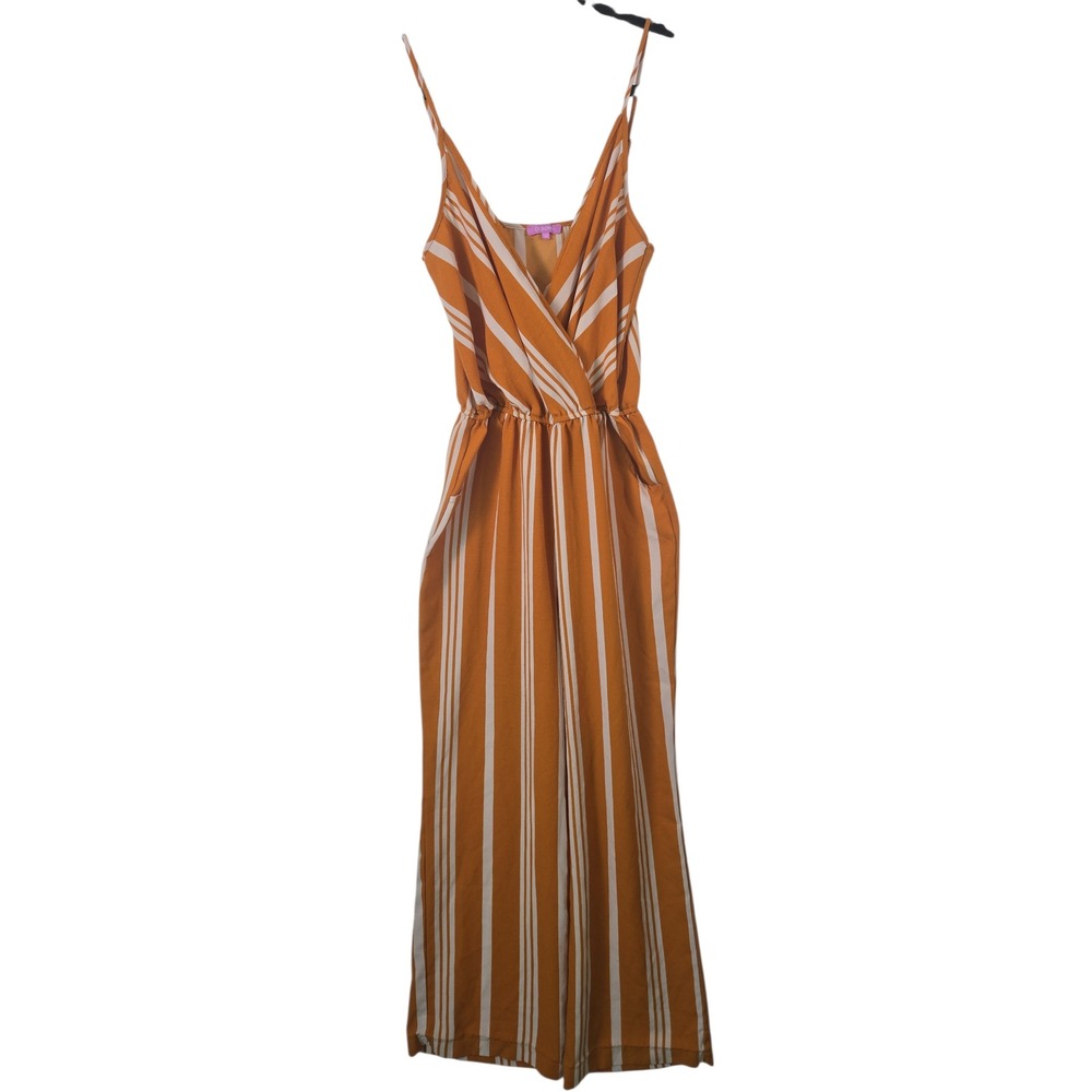 CI SOND Mustard & White Stripe Wide Leg Jumpsuit Jumpsuit Size‎ Medium